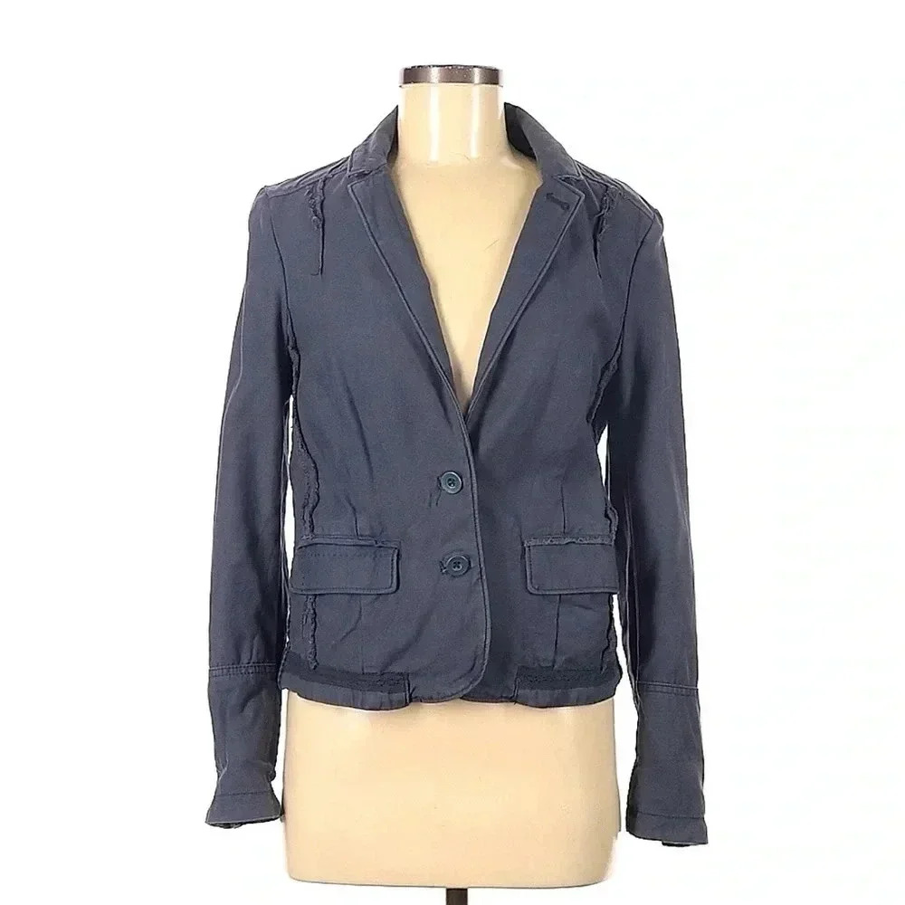 Anthropologie Hei Hei Delanie Smokey Blue Grey Button Down Blazer Jacket Size 6 - Picture 13 of 13